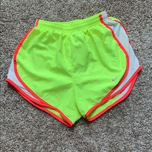 Neon yellow Nike tempo shorts